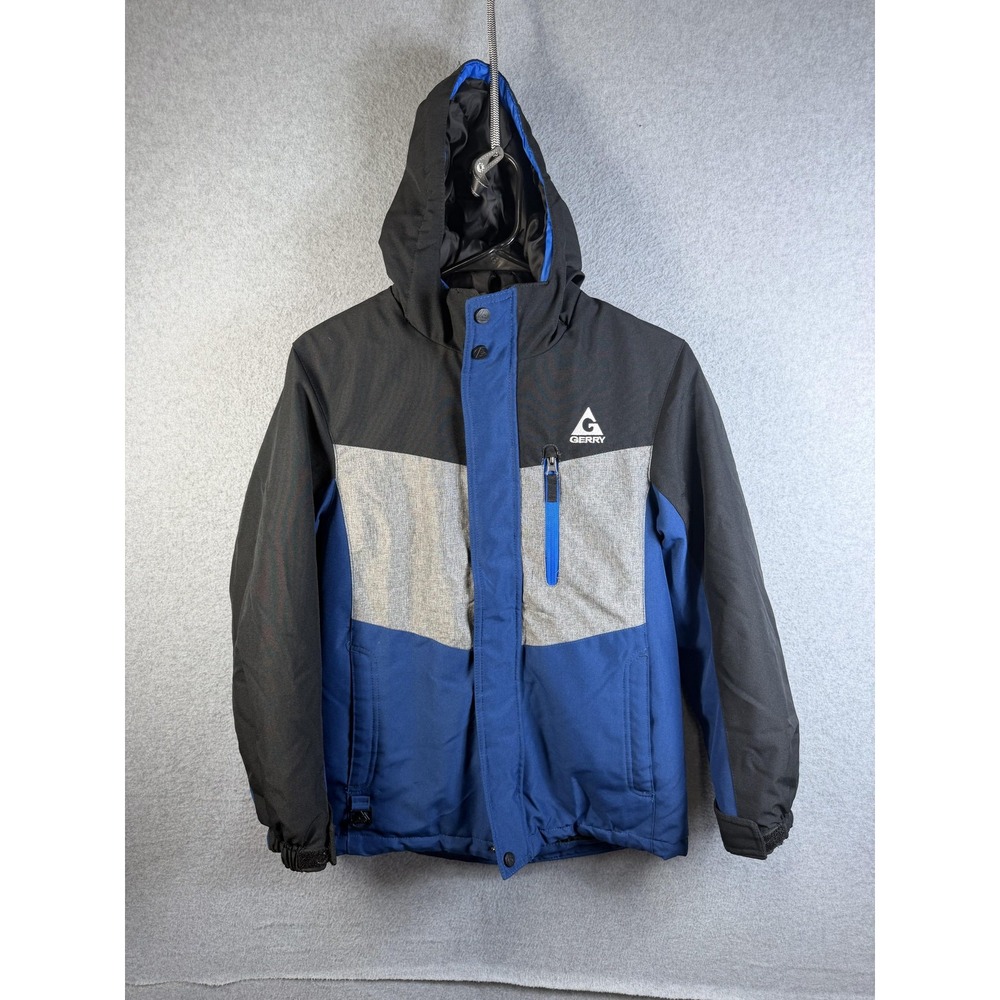 Gerry Jacket Youth 10/12 Blue Black Hooded Insulated Ski Parka Winter Coat
